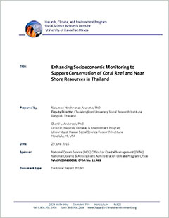 Cover - Enhancing Socioeconomic Monitoring to Support Conservation of Coral Reef and Near Shore Resources in Thailand