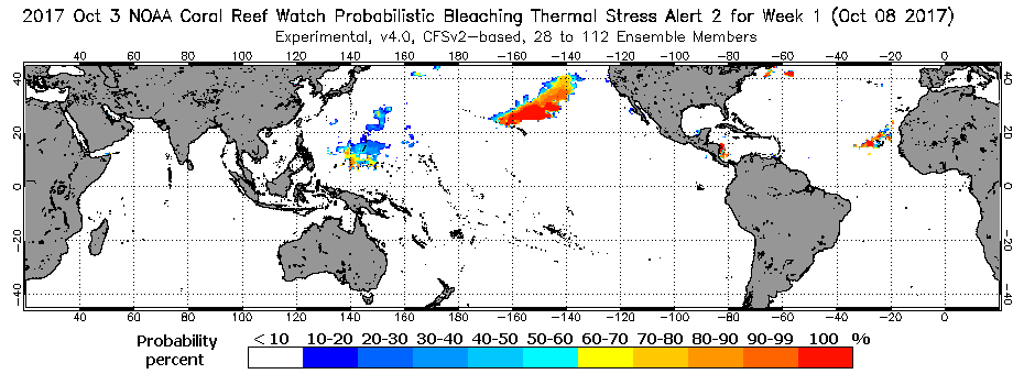 Probabilistic Outlook of Bleaching Heat Stress Reaching and Exceeding Specified Levels