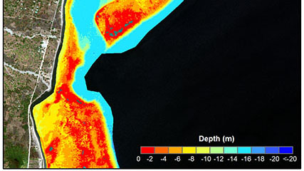 Bathymetry data derived from the WorldView-2 satellite imagery