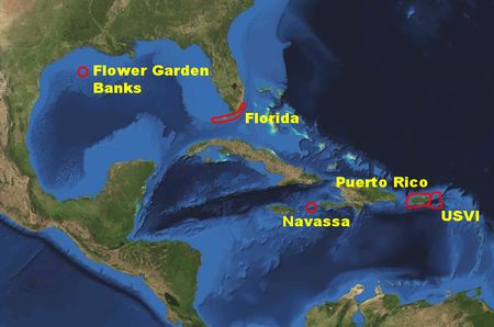 Atlantic/Caribbean Reefs map